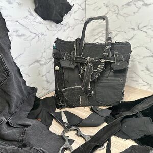 Stylish Distressed Black Tote Bag